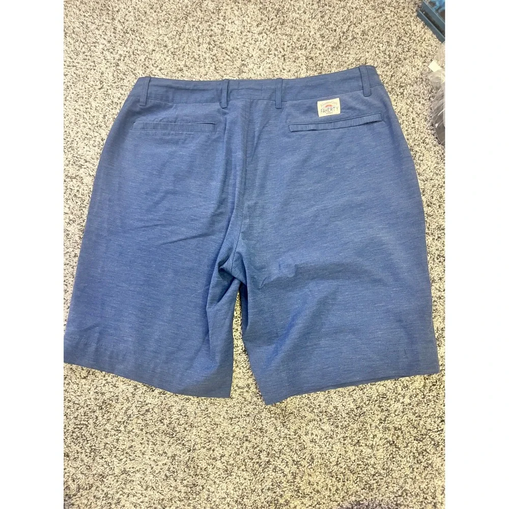 Faherty All Day Shorts Mens 33 Blue Stretch Hybrid Casual Shorts 9